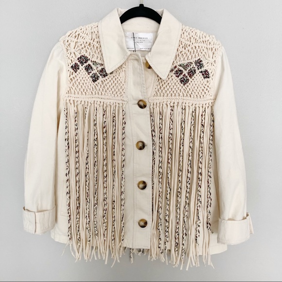 zara sequin fringe jacket
